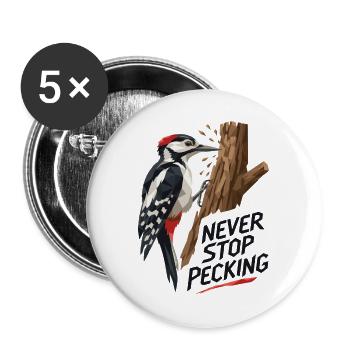 Never Stop Picking – Schwarzer Text - Buttons groß 56 mm (5er Pack) - Weiß - Vorne