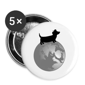 Dachshund Dogs Moon - Buttons groß 56 mm (5er Pack) - Weiß - Vorne