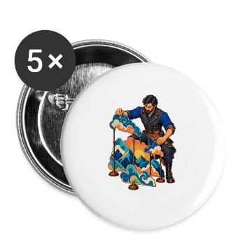 Wolkenkulissen-Szenenmeister mit Bergsonne - Buttons groß 56 mm (5er Pack) - Weiß - Vorne