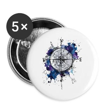 Kompass Reisen Abenteuer Navigation Outdoor Motiv - Buttons groß 56 mm (5er Pack) - Weiß - Vorne