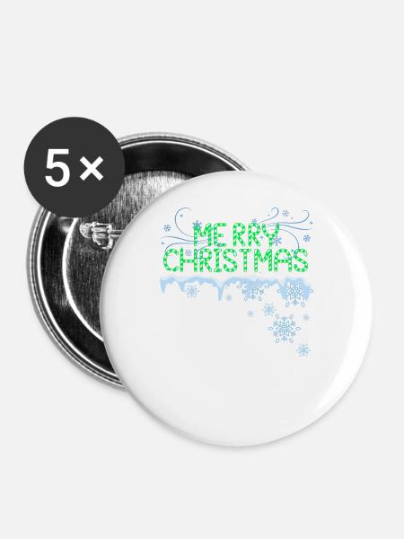 Frohe Weihnachten - Buttons groß 56 mm (5er Pack) - Weiß