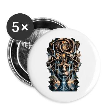 Spirale der Augenwelten - Buttons groß 56 mm (5er Pack) - Weiß - Vorne