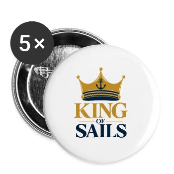 King of Sails – König der Segler - Buttons groß 56 mm (5er Pack) - Weiß - Vorne