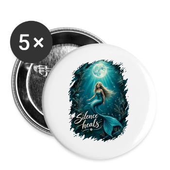 Meerjungfrau unter Wasser im Mondlicht - Buttons groß 56 mm (5er Pack) - Weiß - Vorne