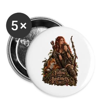 Waldjägerin: Folge deinen Instinkten - Buttons groß 56 mm (5er Pack) - Weiß - Vorne