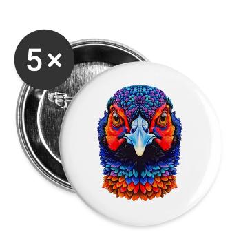 fasanen kopf im Regenbogenstil - Buttons groß 56 mm (5er Pack) - Weiß - Vorne