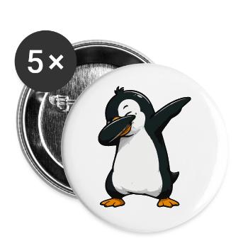 Dab-Pinguin Illustration - Buttons groß 56 mm (5er Pack) - Weiß - Vorne