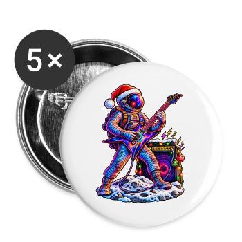 KOSMISCHER ROCKER | Santas lautester Helfer - Buttons groß 56 mm (5er Pack) - Weiß - Vorne