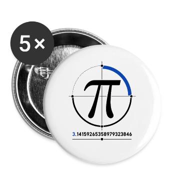 Pi Kreis Geometrie Symbol - Buttons groß 56 mm (5er Pack) - Weiß - Vorne