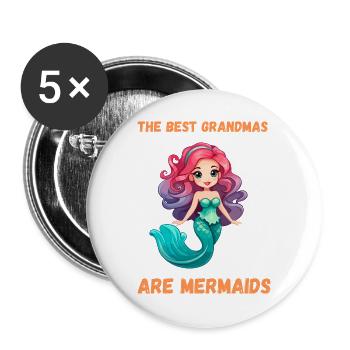 Die besten Großmütter sind Meerjungfrauen Oma Ocean Vibe Art - Buttons groß 56 mm (5er Pack) - Weiß - Vorne