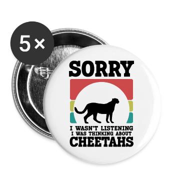 Gepard Humor Retro - Buttons groß 56 mm (5er Pack) - Weiß - Vorne