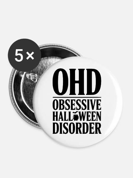 OHD Obsessive Halloween-Störung - Buttons groß 56 mm (5er Pack) - Weiß