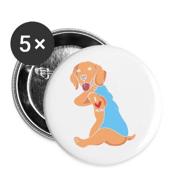 Golden Retriever Goldie Hund Hunde Geschenk - Buttons groß 56 mm (5er Pack) - Weiß - Vorne