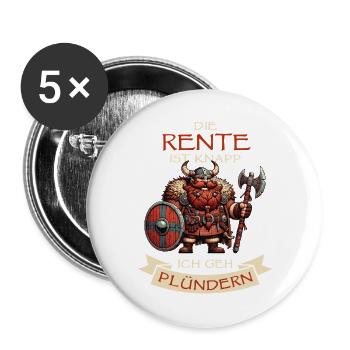 Rente knapp ich geh plündern, Wikinger Ruhestand - Buttons groß 56 mm (5er Pack) - Weiß - Vorne
