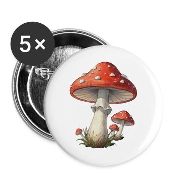 Fliegenpilz Geschenk Pilzsammler Mushroom Hunter  - Buttons groß 56 mm (5er Pack) - Weiß - Vorne