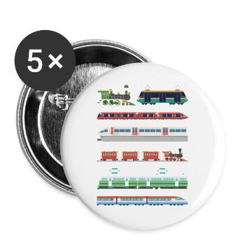Eisenbahn Zug Lokomotive Bahn Eisenbahnfan Motiv - Buttons groß 56 mm (5er Pack) - Weiß - Vorne