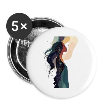 Kosmische Seele mit Geometrie - Buttons groß 56 mm (5er Pack) - Weiß - Vorne