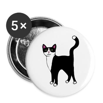 Mitternachtskatzen-Peek-Porträt - Buttons groß 56 mm (5er Pack) - Weiß - Vorne