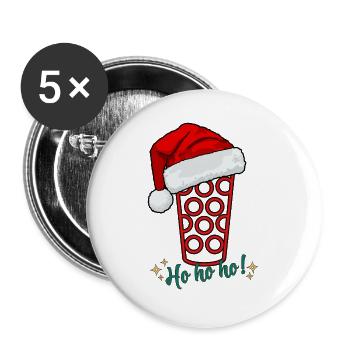 Ho Ho Ho – Pfälzer Nikolaus Dubbeglas - Buttons groß 56 mm (5er Pack) - Weiß - Vorne