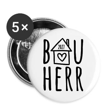 Bauherr 2027 - Buttons groß 56 mm (5er Pack) - Weiß - Vorne