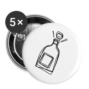 Sektflasche handgezeichnet - Buttons groß 56 mm (5er Pack) - Weiß - Vorne