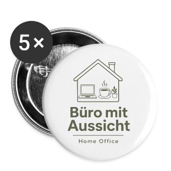 Büro mit Aussicht: Home‑Office Skizze - Buttons groß 56 mm (5er Pack) - Weiß - Vorne