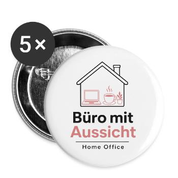 Büro mit Aussicht – Home Office - Buttons groß 56 mm (5er Pack) - Weiß - Vorne