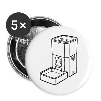 Futterautomat Haustier Grafik - Buttons groß 56 mm (5er Pack) - Weiß - Vorne