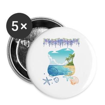 Strand - Buttons groß 56 mm (5er Pack) - Weiß - Vorne