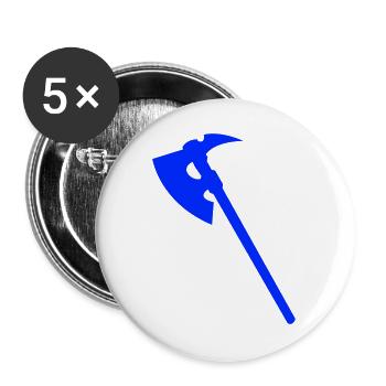 Blaue Axt Silhouette - Buttons groß 56 mm (5er Pack) - Weiß - Vorne