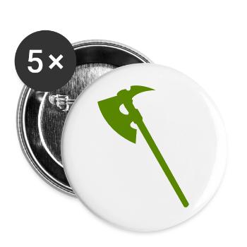 Grüne Axt Silhouette - Buttons groß 56 mm (5er Pack) - Weiß - Vorne