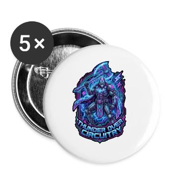 Cyberpunk Thor Neon Synthwave 3D-Schild - Buttons groß 56 mm (5er Pack) - Weiß - Vorne