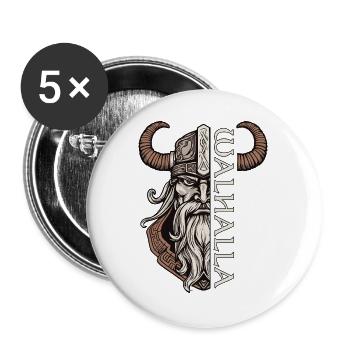 Odin Walhalla nordische Mythologie Wikinger - Buttons groß 56 mm (5er Pack) - Weiß - Vorne