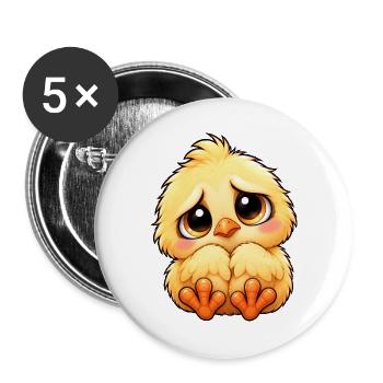 Süßes schüchternes Küken Cartoon Freundschaft - Buttons groß 56 mm (5er Pack) - Weiß - Vorne