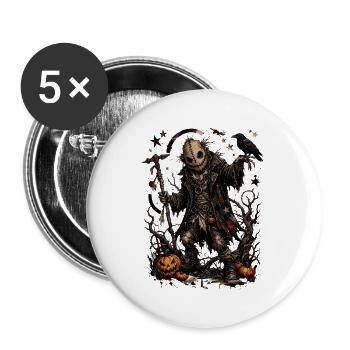 Verfluchte Vogelscheuche mit Kerbislaternen - Buttons groß 56 mm (5er Pack) - Weiß - Vorne