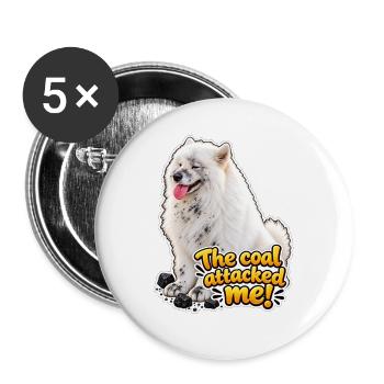 Der Hund und der Kohleangriff – Ein spielerisches Design - Buttons groß 56 mm (5er Pack) - Weiß - Vorne