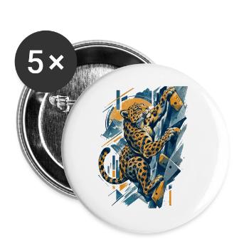 Bouldern Leopard – Abstraktes Klettern - Buttons groß 56 mm (5er Pack) - Weiß - Vorne