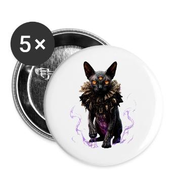 Dreiäugige Katze im gotischen Kragen - Buttons groß 56 mm (5er Pack) - Weiß - Vorne