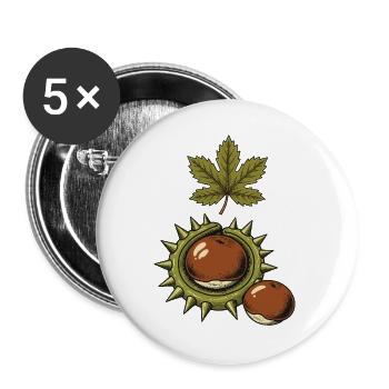Kastanien im Herbst - Buttons groß 56 mm (5er Pack) - Weiß - Vorne