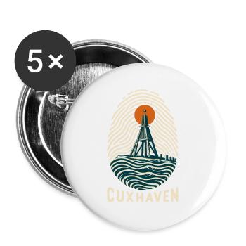 Cuxhaven Küstenfingerabdruck - Buttons groß 56 mm (5er Pack) - Weiß - Vorne