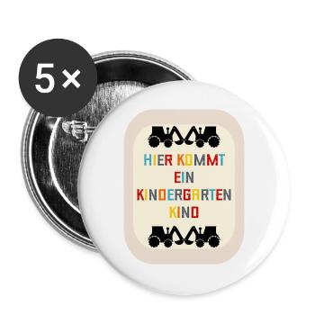 Willkommen Kindergartenkind Bagger - Buttons groß 56 mm (5er Pack) - Weiß - Vorne