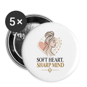 Goldene Herz Silhouette Stil - Buttons groß 56 mm (5er Pack) - Weiß - Vorne
