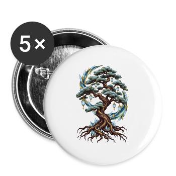 Kristallbaum der Nacht - Buttons groß 56 mm (5er Pack) - Weiß - Vorne