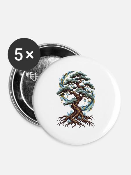 Kristallbaum der Nacht - Buttons groß 56 mm (5er Pack) - Weiß