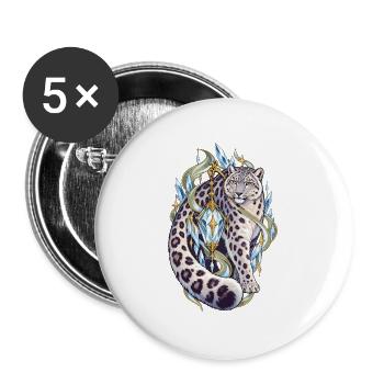 Kristall Leopard Fabelwelt - Buttons groß 56 mm (5er Pack) - Weiß - Vorne