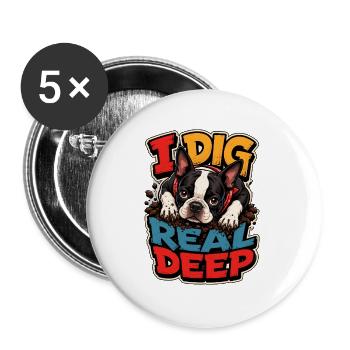 Boston Terrier - Buttons groß 56 mm (5er Pack) - Weiß - Vorne
