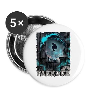 Parkour - Buttons groß 56 mm (5er Pack) - Weiß - Vorne