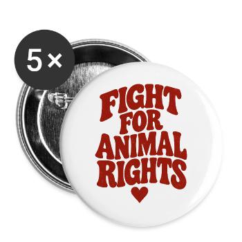Fight For Animal Rights Retro - Buttons groß 56 mm (5er Pack) - Weiß - Vorne