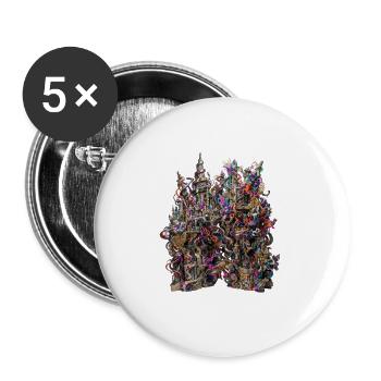 Psychedelisches Fantasy Schloss Zauberwelt Kunst - Buttons groß 56 mm (5er Pack) - Weiß - Vorne