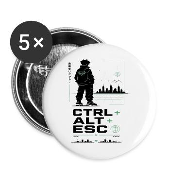 Ctrl Alt ESC Neoncity - Buttons groß 56 mm (5er Pack) - Weiß - Vorne